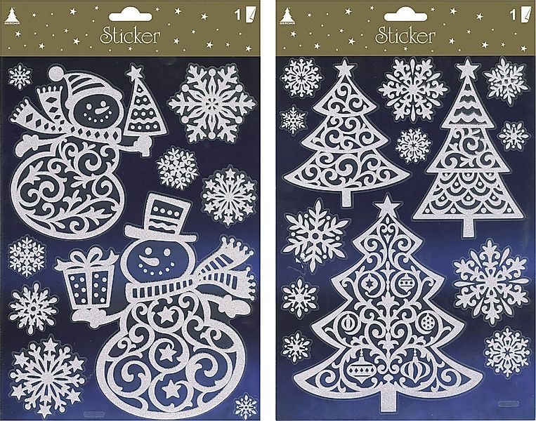 Rodermund Fensterbild Fensterbild Weihnachten Sticker mit Glitzer 32 x günstig online kaufen