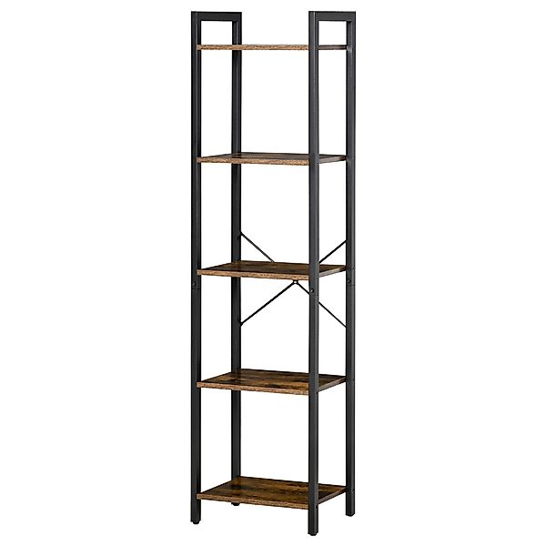 HOMCOM Bücherregal im Industrie-Stil H154 cm 5 Regale Schwarzer Stahl Spanp günstig online kaufen