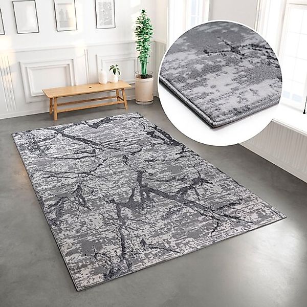 my home Teppich »Marbre«, rechteckig, 9 mm Höhe, moderne Marmor Optik, weic günstig online kaufen