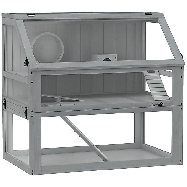 PawHut Hamsterkäfig aus Holz 3 Etagen mit Tiefem Untergeschoss für Hohe Ein günstig online kaufen