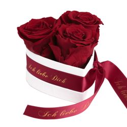Kunstblume Rosenbox Herz 3 infinity Rosen günstig online kaufen