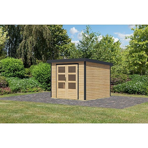 Karibu Gartenhaus Diego 3,5 A Naturbelassen/Anthrazit 209 x 238 x 242 cm günstig online kaufen