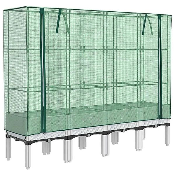 vidaXL Hochbeet mit Gewächshaus-Aufsatz Rattan-Optik 160x40x140 cm 4015849 günstig online kaufen