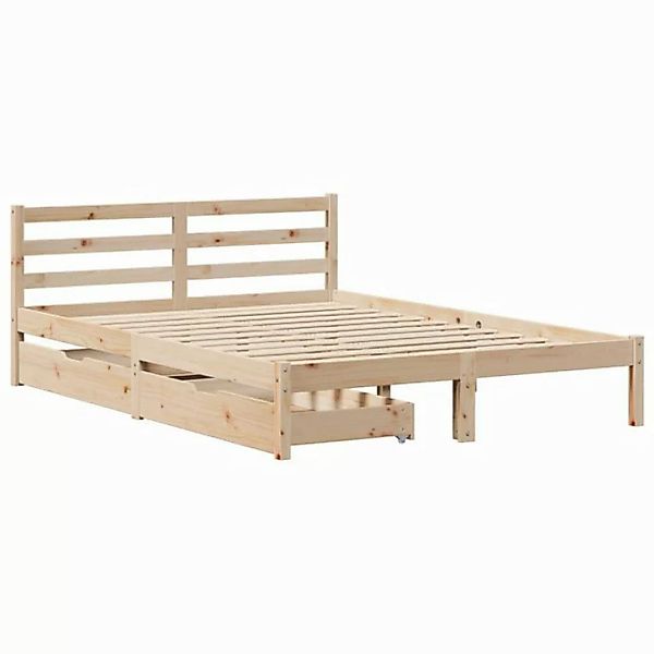 vidaXL Bettgestell Massivholzbett ohne Matratze 135x190 cm Kiefernholz Bett günstig online kaufen