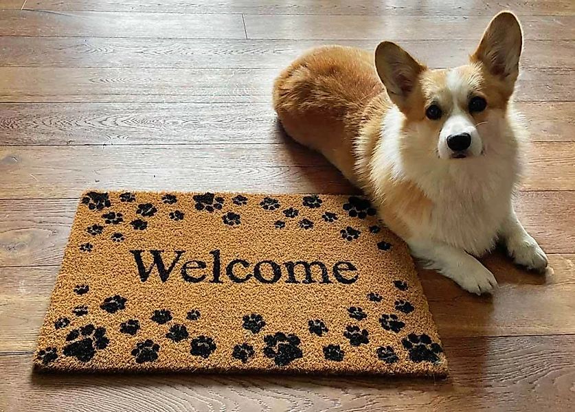 Fußmatte Welcome Pfötchen Hund Kokos Fussmatte Fußabdruck Fußabtreter 40x60 günstig online kaufen