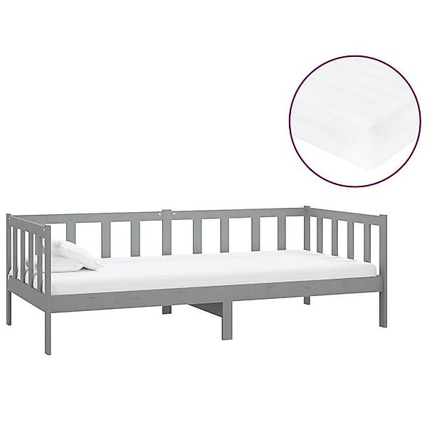 vidaXL Bett Tagesbett mit Matratze 90x200 cm Grau Kiefer Massivholz günstig online kaufen