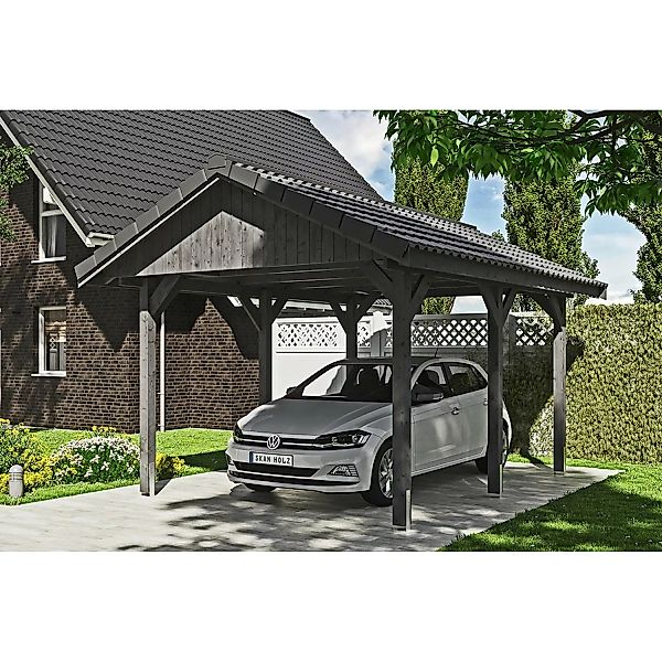 Satteldach-Carport Wallgau Schiefergrau 380 x 500 cm Dachlattung günstig online kaufen