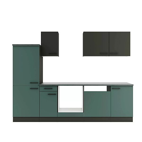 OPTIFIT Madrid420/Verona405 Küchenzeile 270 cm ohne E-Geräte Anthrazit / Ro günstig online kaufen