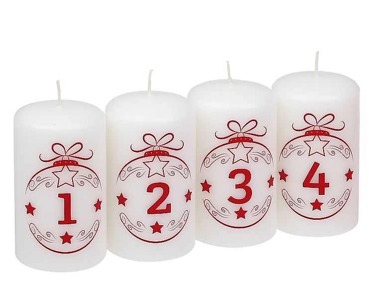 Steinhart Kerzen Adventskerze Stumpenkerzen "Advent Balls 1 - 4", 4er-Pack günstig online kaufen