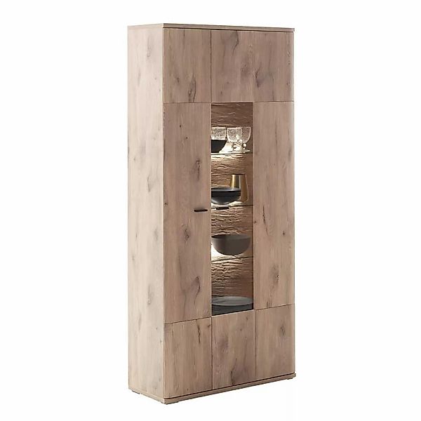 Vitrine Holzoptik Wildeiche 90 cm breit modernem Design günstig online kaufen