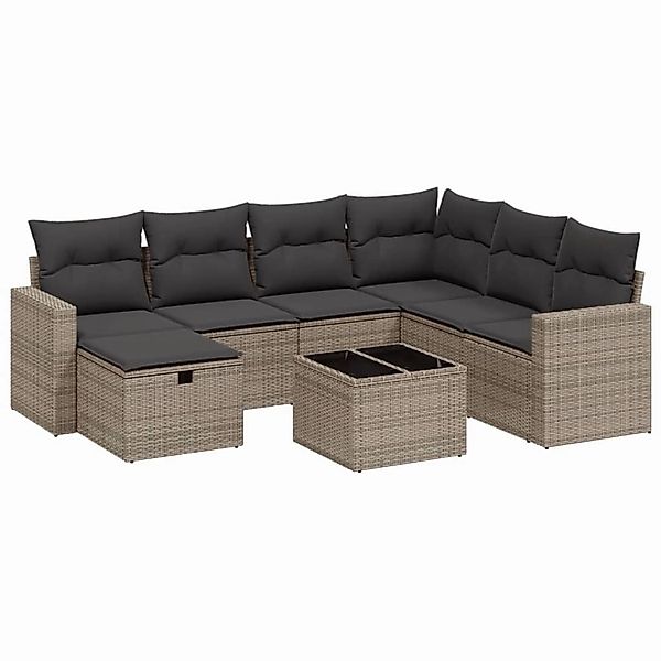 vidaXL 8-Tlg Garten-Sofagarnitur mit Kissen Grau Poly Rattan 3263536 günstig online kaufen