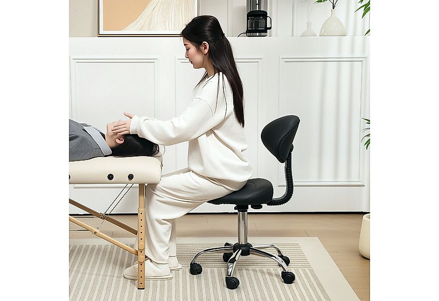 HOMCOM Drehhocker mit Rückenlehne, 83-98 cm (höhenverstellbar Rollhocker, 1 günstig online kaufen