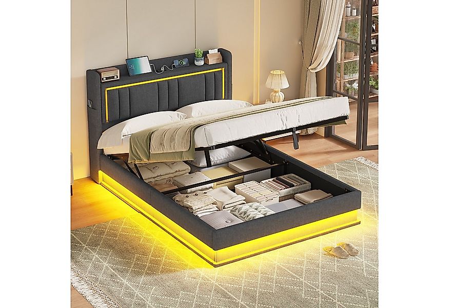 KIMENICH Polsterbett Hydraulisches Bett, Jugendbett mit LED Beleuchtung und günstig online kaufen