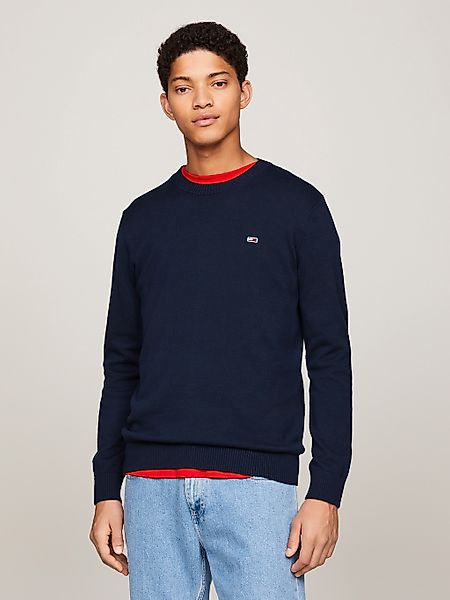 Tommy Jeans "TJM SLIM ESSENTIAL LIGHT SWEATER" mit Flag-Patch günstig online kaufen