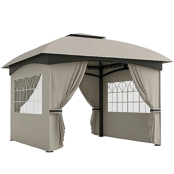 Outsunny Pavillon Verzinktes Metall Polyester Hellgrau 335L x 335B x 285H c günstig online kaufen