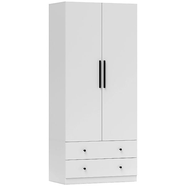 HOMCOM Kleiderschrank Spanplatte 79L x 43B x 180H cm Weiß günstig online kaufen
