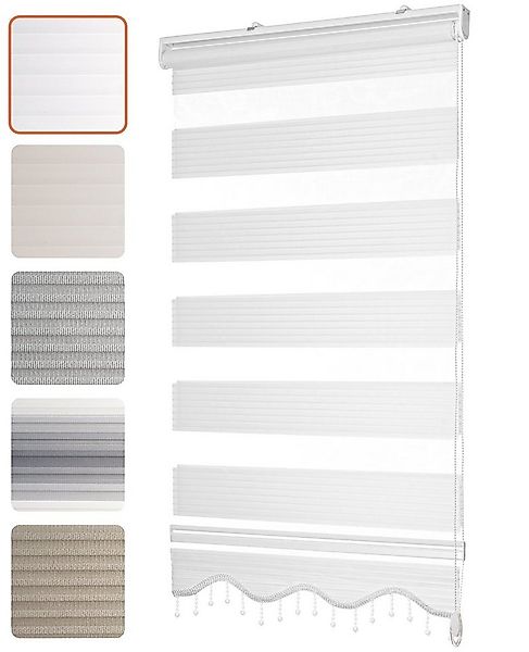 Doppelrollo Klemmfix, Fenstergardinen mit Perlen, Alpinaweiß, Bailena, Lich günstig online kaufen