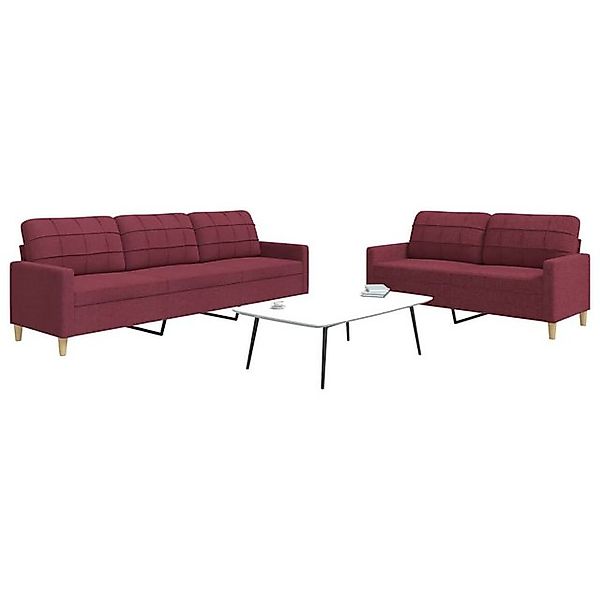 vidaXL Sofa, 2-tlg. Sofagarnitur Weinrot Stoff günstig online kaufen