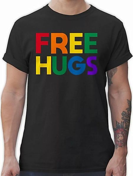 Shirtracer T-Shirt Free Hugs - Lettering Schriftzug LGBT Kleidung günstig online kaufen