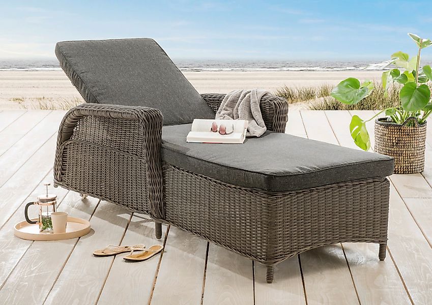 Destiny Gartenliege "CASA", Aluminium, Polyrattan, m. Rollen und Auflage, 2 günstig online kaufen