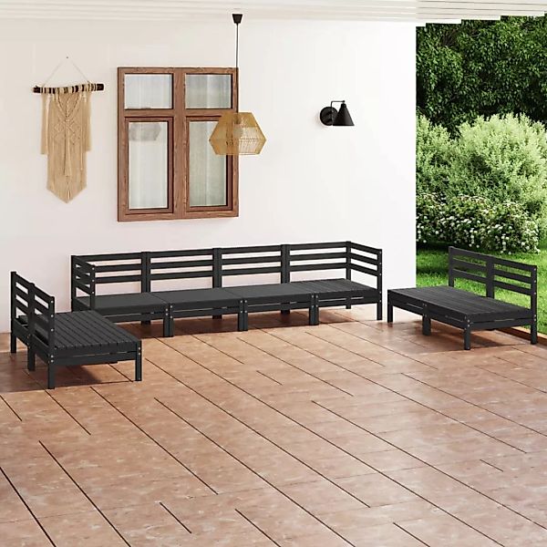 8-tlg. Garten-lounge-set Schwarz Massivholz Kiefer günstig online kaufen