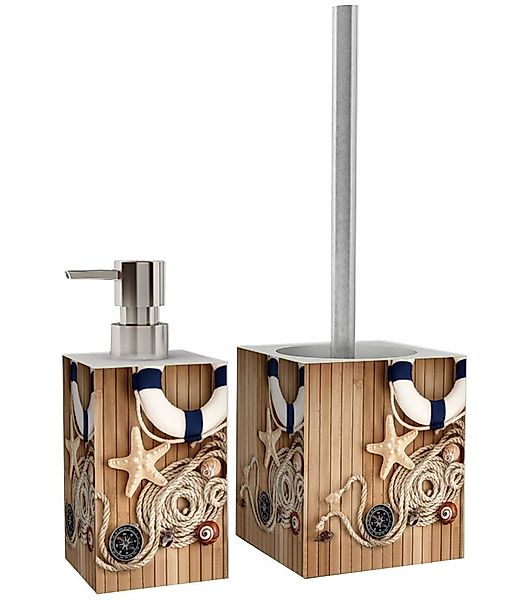 Sanilo Badezimmer Set, Seifenspender und WC-Bürste - Maritime günstig online kaufen