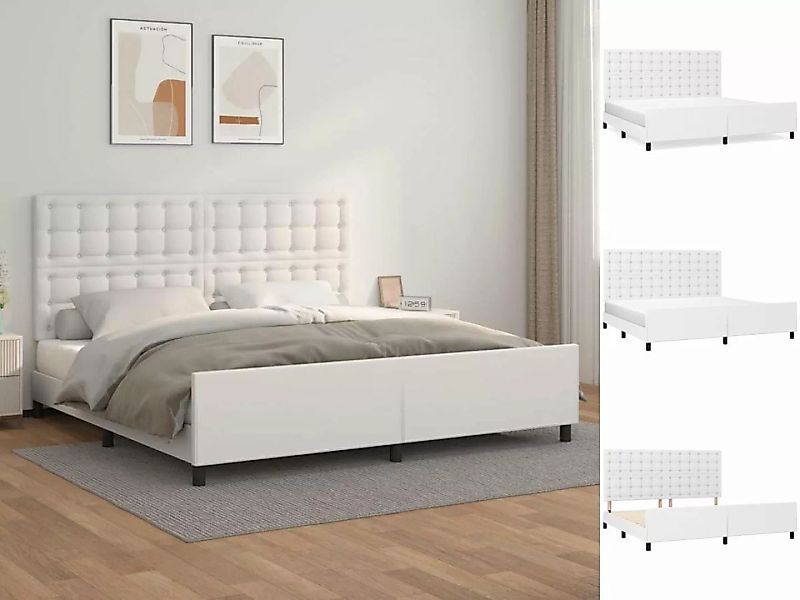 vidaXL Bettgestell Bettrahmen mit Kopfteil Weiß 200x200 cm Kunstleder Bett günstig online kaufen