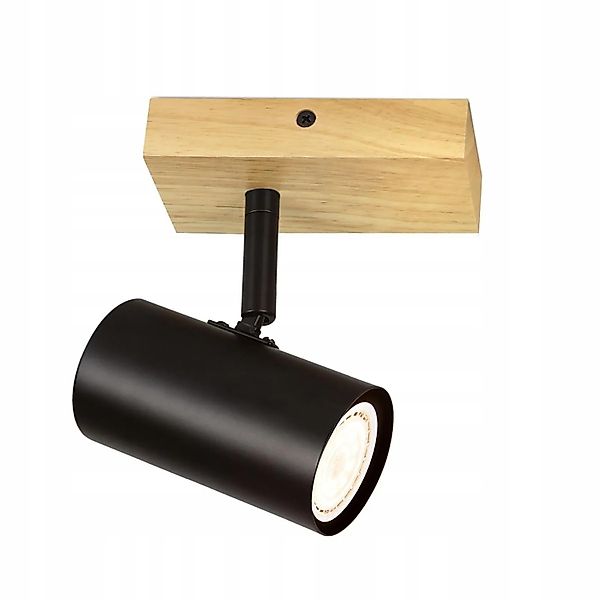 ZMH Deckenstrahler GU10 1-fach Schwarz Retro Metall Holz 350° Schwenkbar ma günstig online kaufen