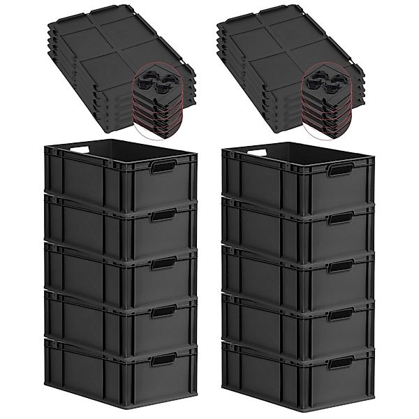 PROREGAL SparSet 10x Eurobox Nextgen Grip Mit Auflagedeckel Und Schwarzen V günstig online kaufen
