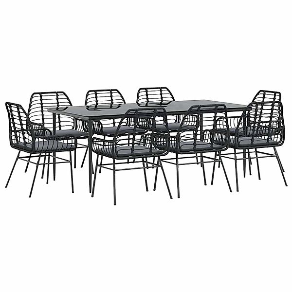 vidaXL 9-Tlg Garten-Essgruppe mit Kissen Schwarz Poly Rattan Glas 3334456 günstig online kaufen