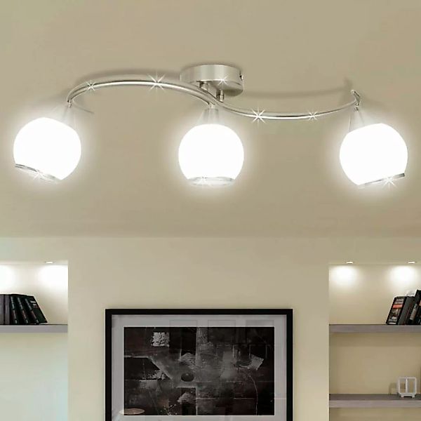 Deckenleuchte Mit Glasschirme Auf Geschwungener Schiene 3 × E14 Lampen günstig online kaufen