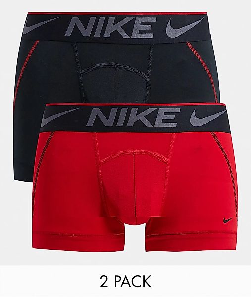 Nike Breathe – Unterhosen aus Mikrofaser in Schwarz/Rot im 2er-Pack günstig online kaufen