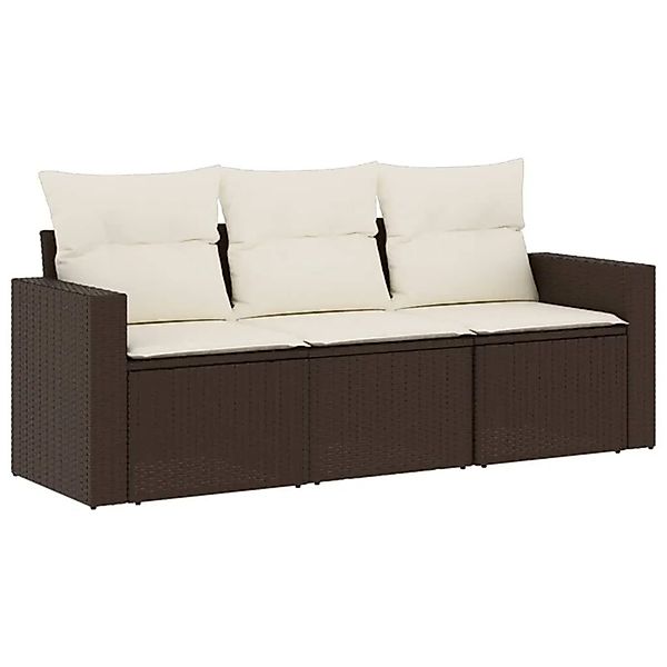 vidaXL 3-Tlg Garten-Sofagarnitur mit Kissen Braun Poly Rattan 3251000 günstig online kaufen
