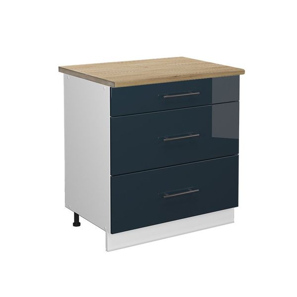 Vicco Unterschrank Fame-Line, Dunkelblau Hochglanz/Anthrazit, 80 günstig online kaufen