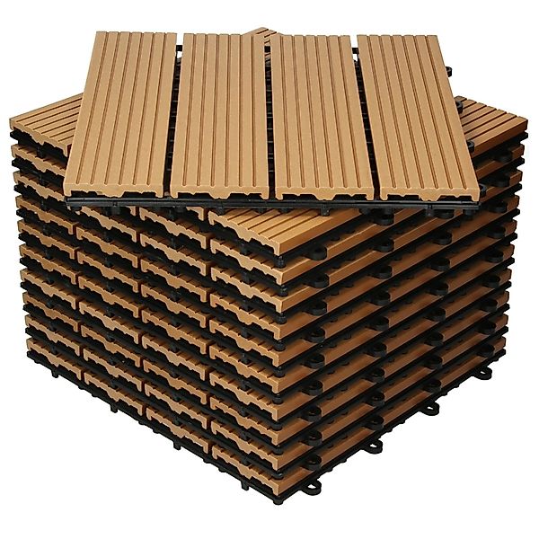 ECD Germany WPC Terrassenfliesen 30x30 cm 55er Spar Set Teak in Holzoptik G günstig online kaufen