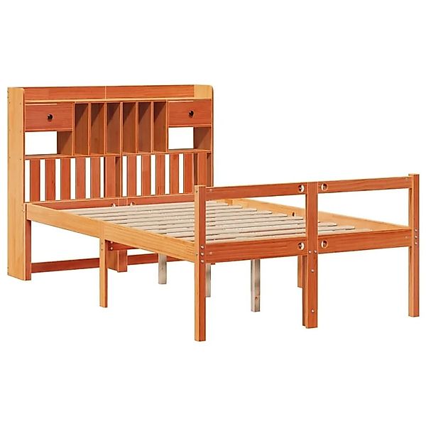 vidaXL Massivholzbett mit Regal ohne Matratze Wachsbraun 135x190 cm 3322068 günstig online kaufen