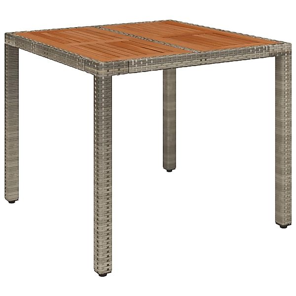 vidaXL Gartentisch mit Holzplatte Grau 90x90x75 cm Poly Rattan 319898 günstig online kaufen