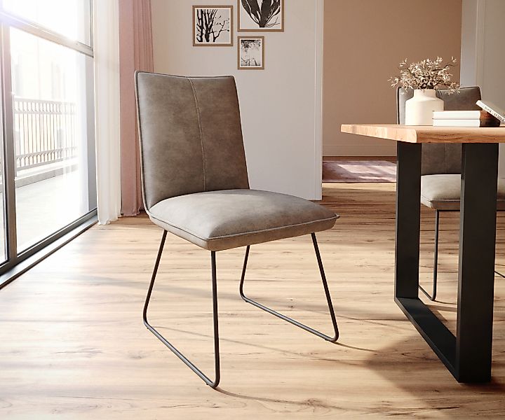 Esszimmerstuhl Lelio-Flex Mikrofaser Taupe Vintage Kufengestell Schwarz Tas günstig online kaufen