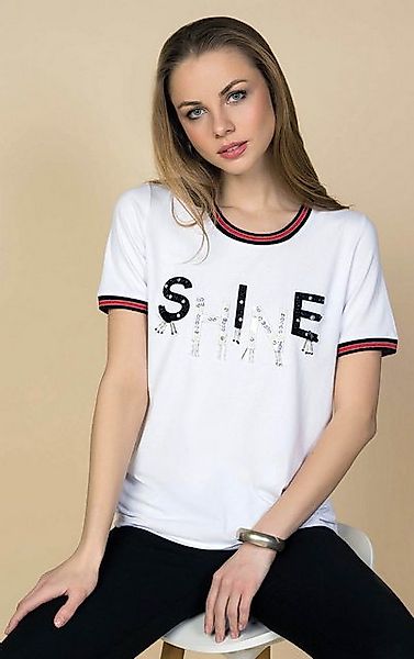 Passioni T-Shirt Print Shirt in Weiß, mit SHINE Schriftzug und Paillettenve günstig online kaufen