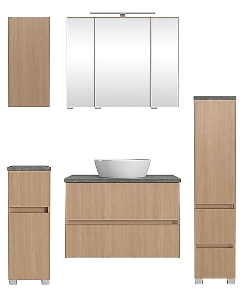 welltime Badmöbel-Set »EIXO, 5tlg.-Set: Spiegelschrank, Waschtisch und Beim günstig online kaufen