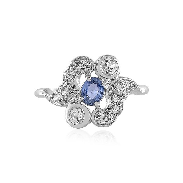 Cavill Silberring Schicker Ceylon-Saphir Platinbeschichteter Silberring, günstig online kaufen