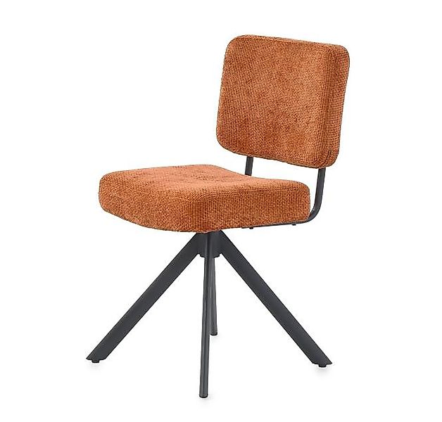 Polsterstuhl drehbar 1 Stück 4-Fuß-Gestell Metall Schwarz / Chenille Orange günstig online kaufen