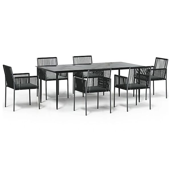 vidaXL 7-Tlg Garten-Essgruppe mit Kissen Schwarz Poly Rattan Stahl 3187071 günstig online kaufen