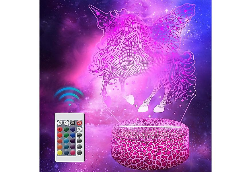 LA CUTE LED Nachtlicht Einhorn LED Nachtlicht Kinder mit 3D-Effekt & Fernbe günstig online kaufen