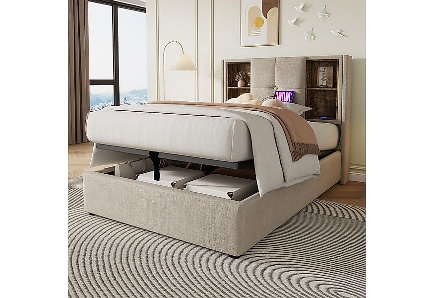 TavilaEcon Boxspringbett Polsterbett, Hydraulisch Stauraumbett mit Kabellos günstig online kaufen