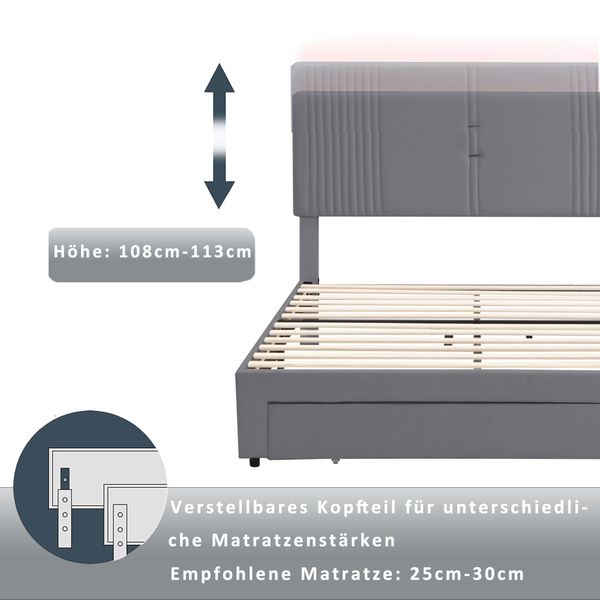 OKWISH Polsterbett mit Lichtleiste und USB-Buchse, günstig online kaufen