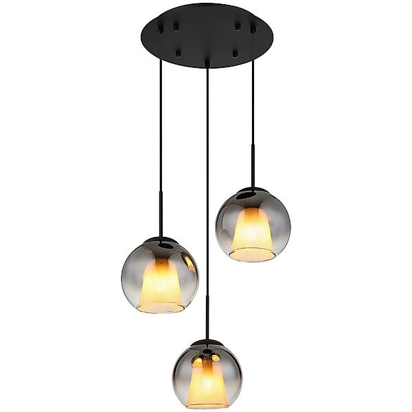 GLOBO Pendelleuchte BARRY 15749-3H Rauch schwarz Metall H/D: ca. 120x45 cm günstig online kaufen