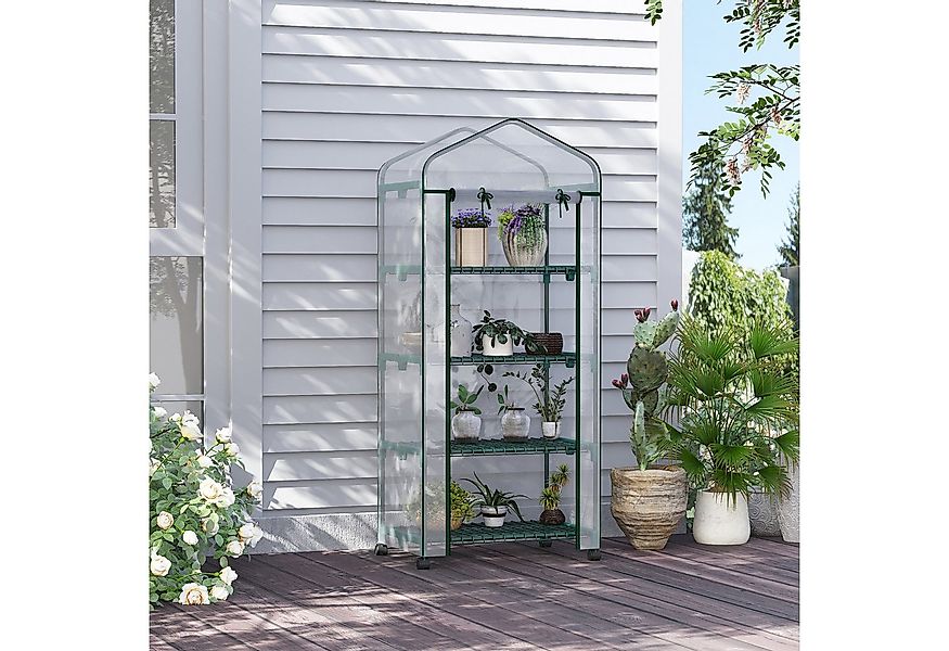 Outsunny Foliengewächshaus mit Rolle, 4 Regale, Stahlrahmen, BxTxH: 69 x 50 günstig online kaufen