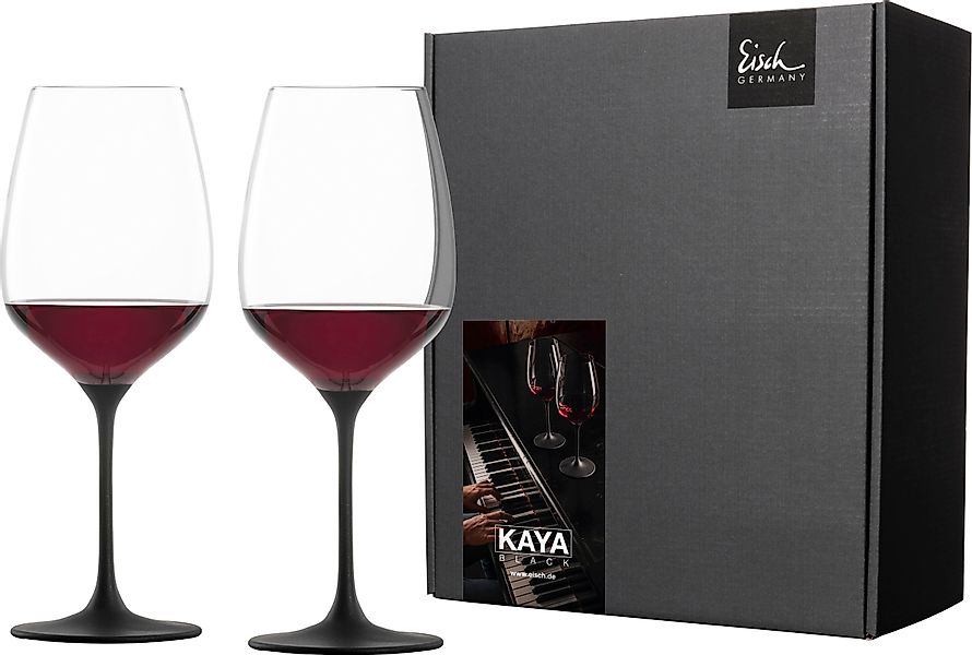 Eisch Rotweinglas »KAYA BLACK«, (Set, 2 tlg., 2 Rotweingläser im Geschenkka günstig online kaufen