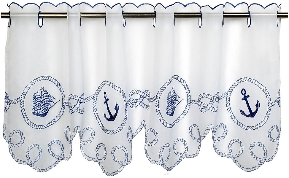 Delindo Lifestyle Scheibengardine ANKER SEGELSCHIFF, Stangendurchzug günstig online kaufen
